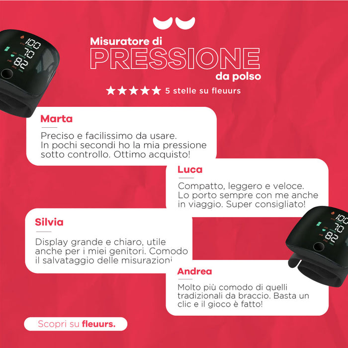 Misuratore di Pressione da Polso con Display LED Touchscreen e Voice Report Intelligente