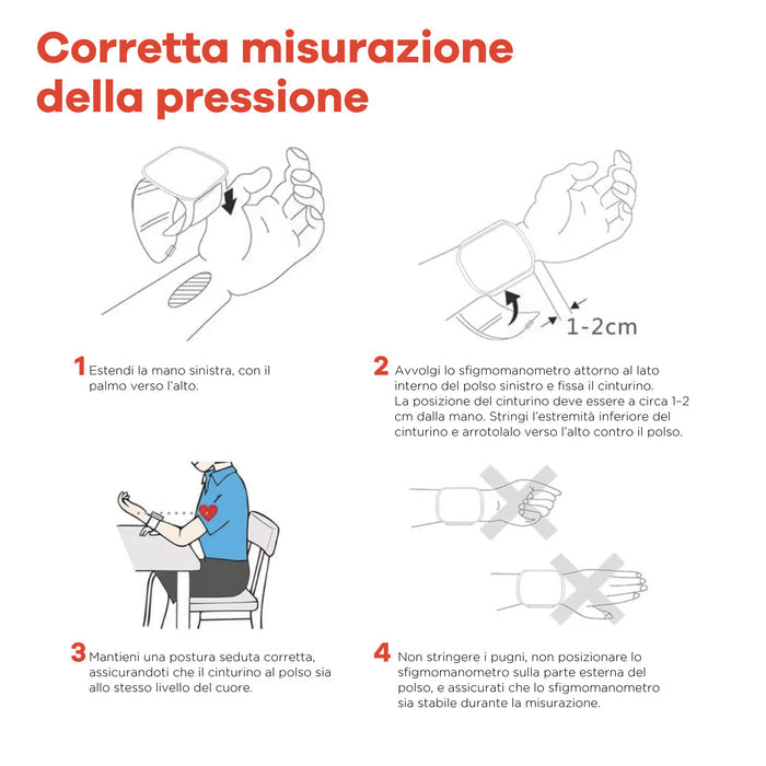 Misuratore di Pressione da Polso con Display LED Touchscreen e Voice Report Intelligente