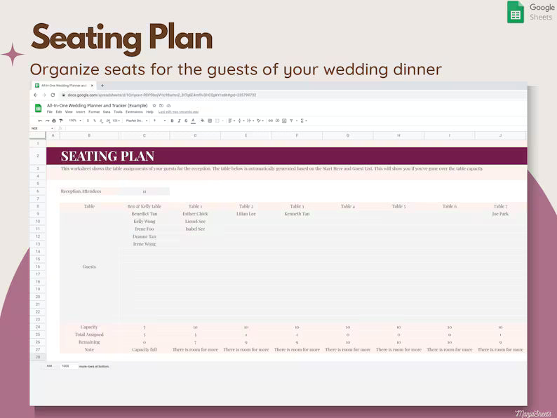 Wedding Planner Google Sheets