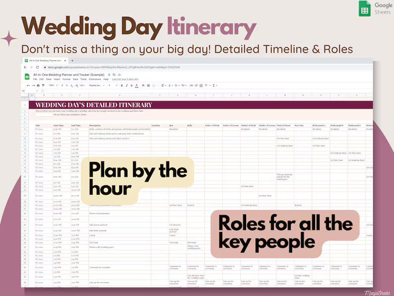 Wedding Planner Google Sheets