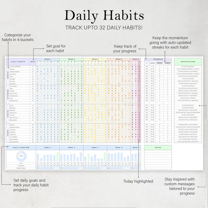 Daily Habit Tracker Spreadsheet