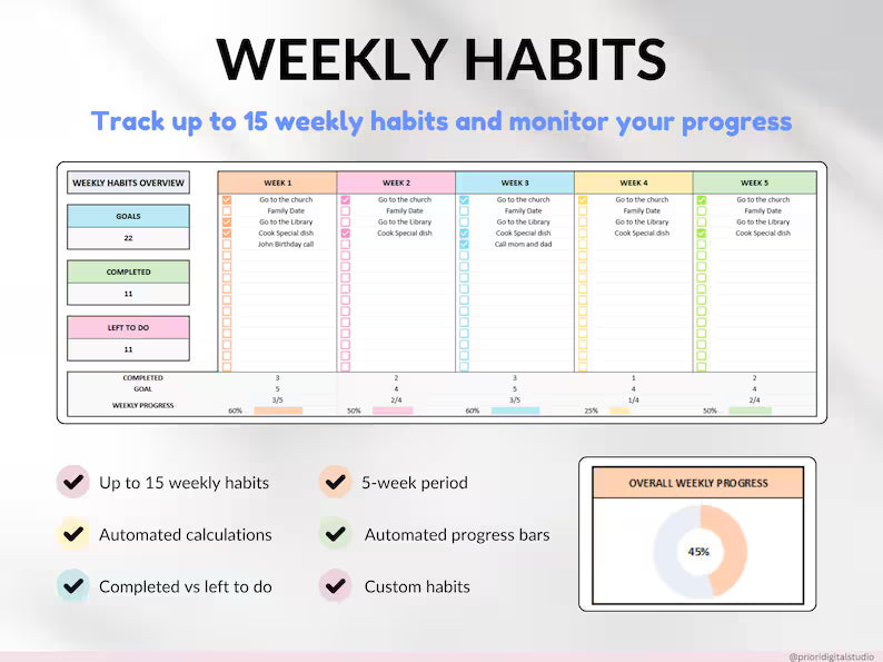 Yearly Habit Tracker Spreadsheet