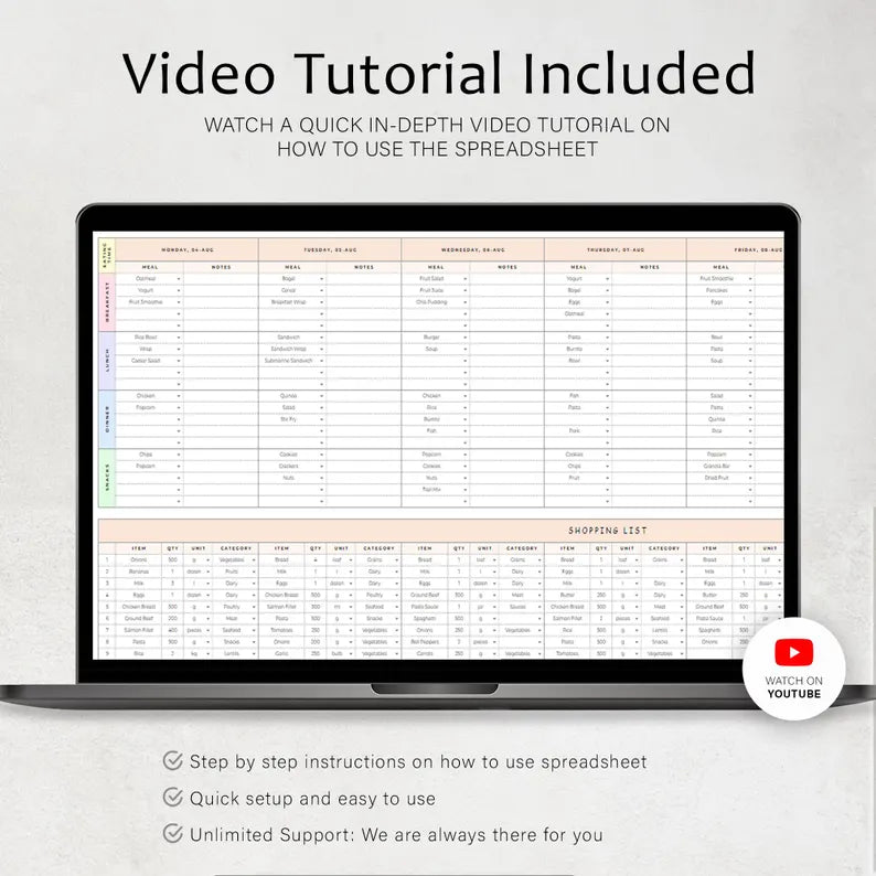 Weekly Meal Planner And Grocery List