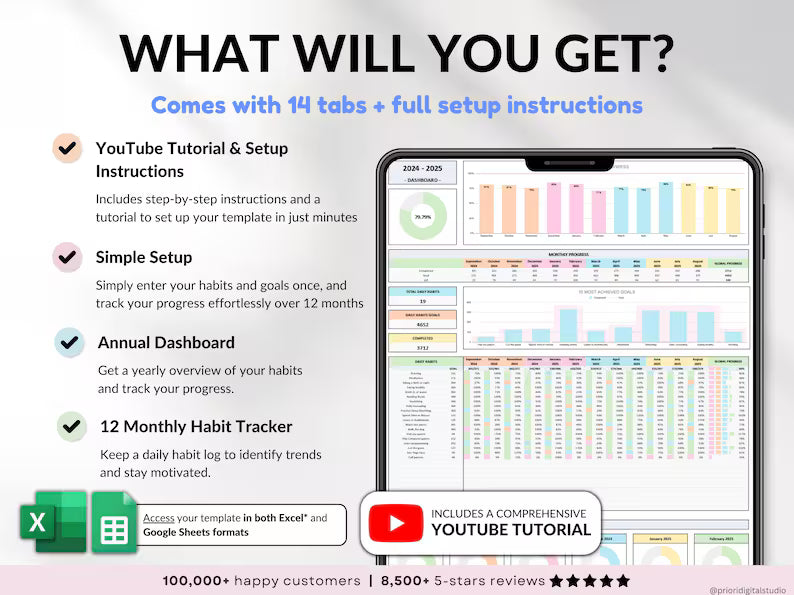 Yearly Habit Tracker Spreadsheet