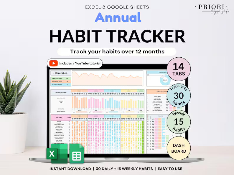 Yearly Habit Tracker Spreadsheet